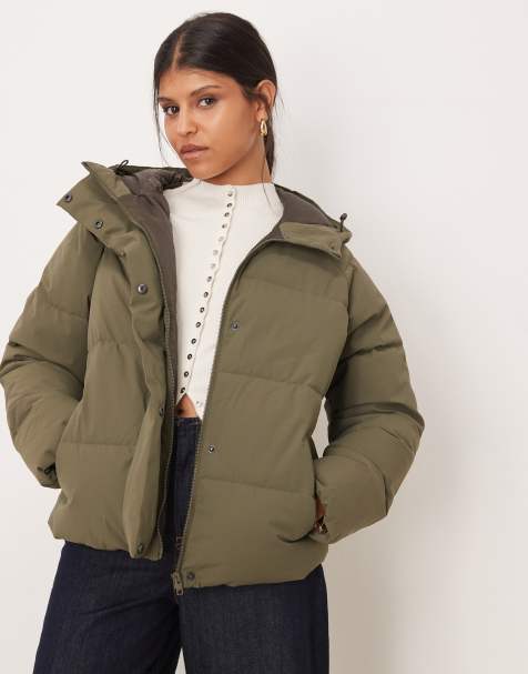 JJXX hooded puffer jacket in khaki