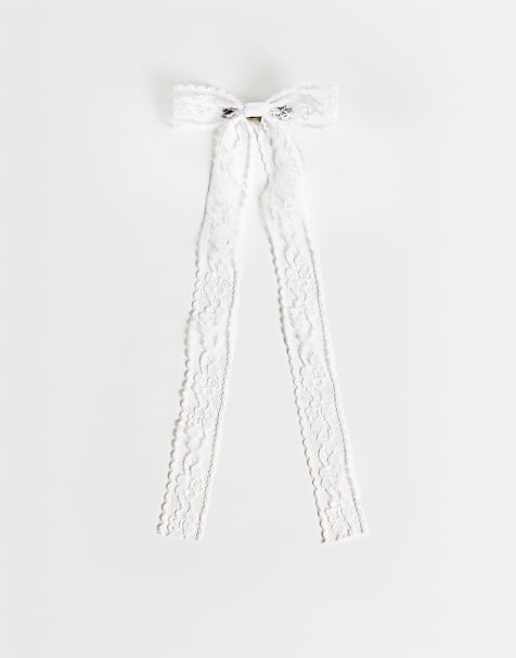 JJXX - Hvid hårklemme i blondemateriale med sløjfedesign - view 1