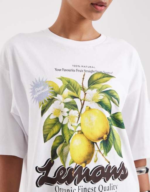 JJXX - Hvid oversized t-shirt med citronprint, 3 af 4