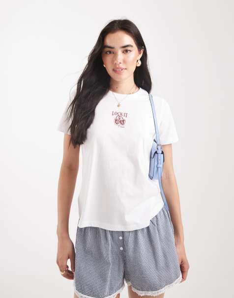 JJXX - Hvid T-shirt med 'Lock It'-grafik - view 1