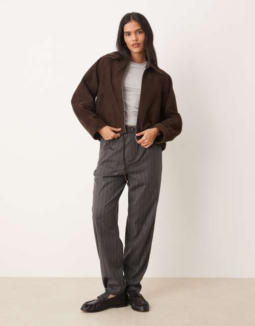 JJXX – Jacke aus Wildleder in Braun mit Reißverschluss, 2 von 4