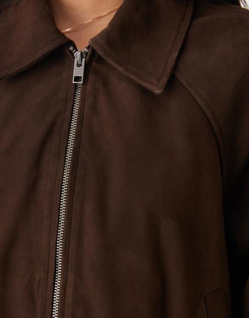 JJXX – Jacke aus Wildleder in Braun mit Reißverschluss, 3 von 4