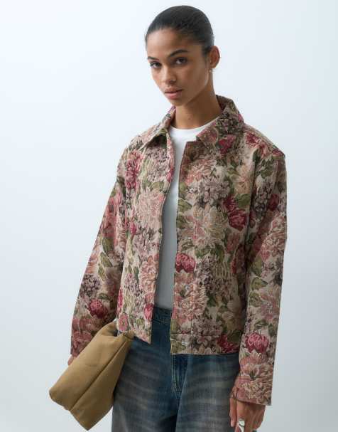 JJXX jacquard overshirt in floral print - view 1