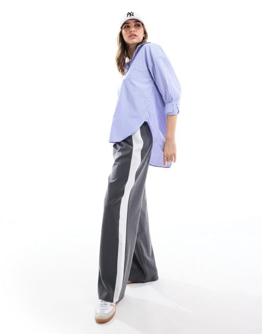 JJXX - Jamie - Camicia oversize in popeline blu a righe, 2 di 4
