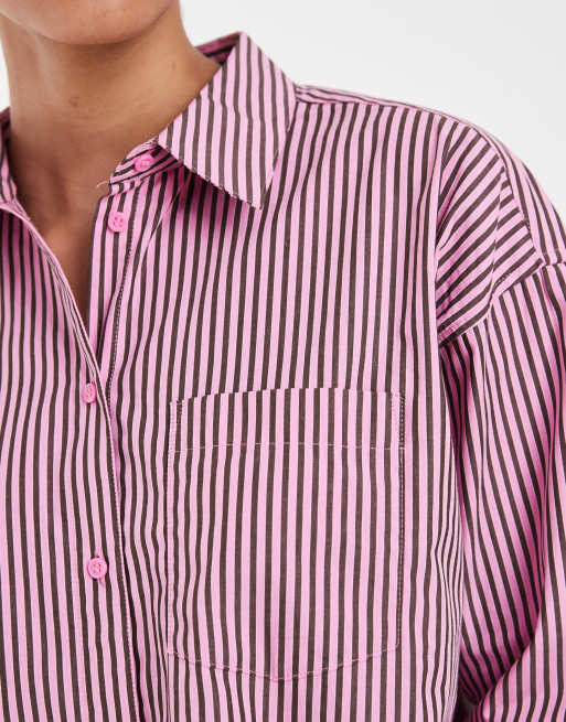 JJXX - Jamie - Chemise oversize en popeline rayée - Rose clair, 2 de 4