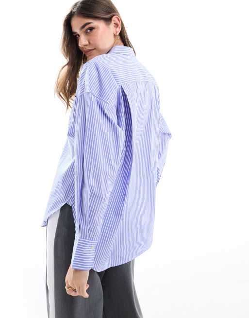 JJXX – Jamie – Niebieska koszula popelinowa oversize w prążki, 4 z 4