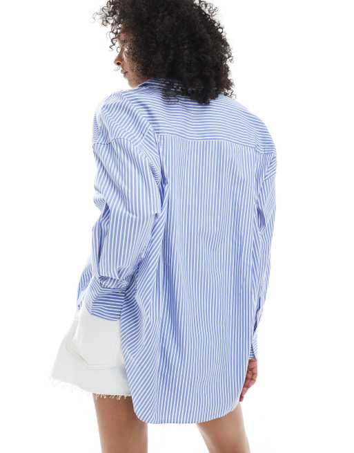 JJXX – Jamie – Niebieska koszula popelinowa oversize w prążki, 4 z 4