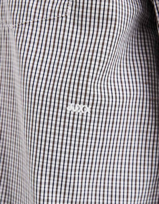 JJXX Jamie oversize-rutig poplinskjorta i brunt, 3 av 4
