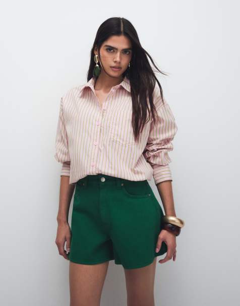 JJXX - Jamie - Oversized gestreept poplin overhemd in roze en groen - view 1