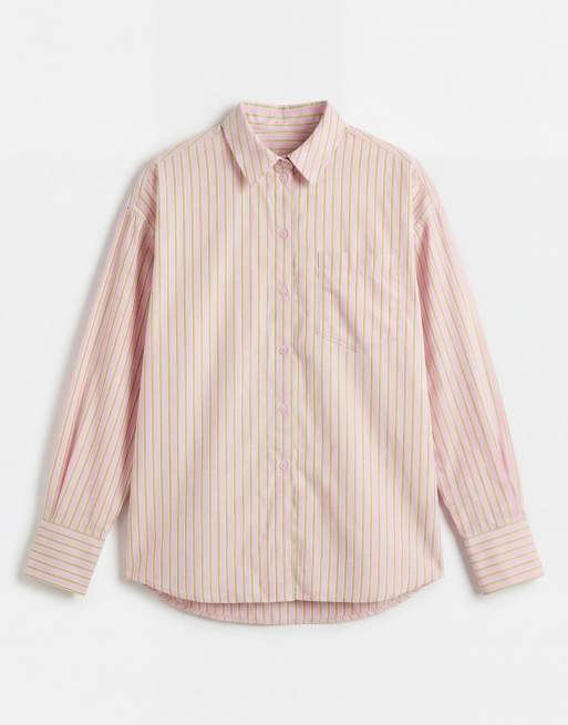 JJXX - Jamie - Oversized gestreept poplin overhemd in roze en groen, 5 van 7