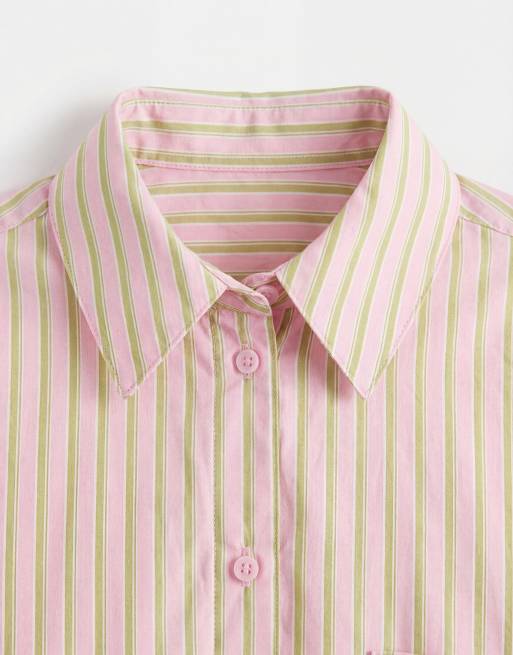 JJXX - Jamie - Oversized gestreept poplin overhemd in roze en groen, 7 van 7