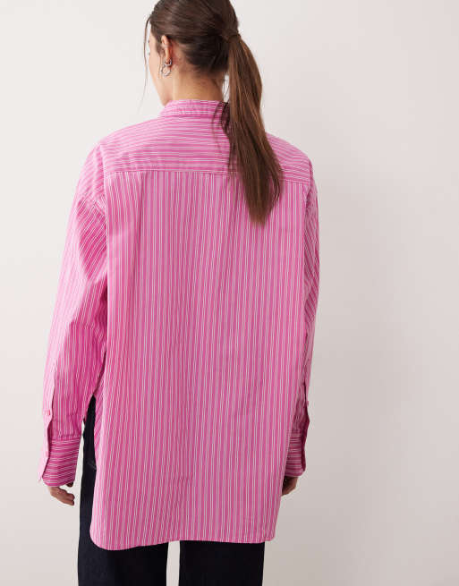 JJXX - Jamie - Oversized popeline overhemd in felroze strepen, 4 van 4