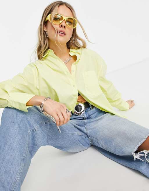 JJXX - Jamie - Oversized poplin overhemd in felgeel