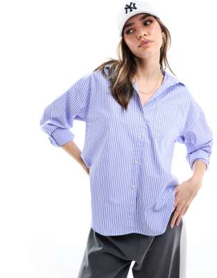 JJXX JJXX Jamie oversized poplin shirt in blue stripe