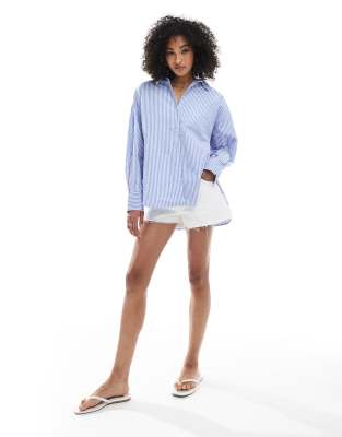 Jjxx Jamie Oversized Poplin Shirt In Blue