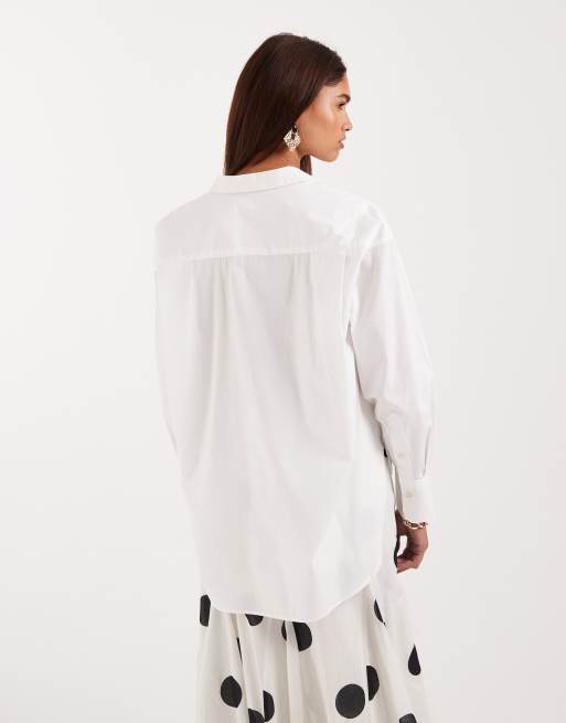 JJXX Jamie oversized poplin shirt in white, 2 of 4