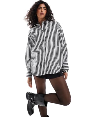 Jamie oversized shirt in black stripe