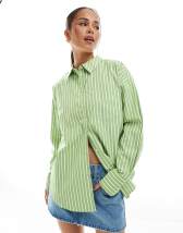 JJXX Jamie oversized stripe shirt in light green