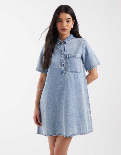 JJXX – Jasnoniebieska jeansowa sukienka mini, 3 z 4