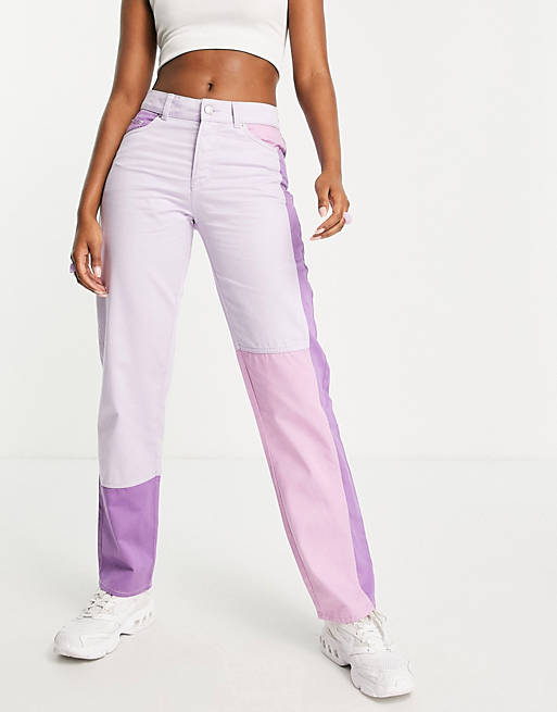 JJXX - Jeans met kleurvlakken en rechte pijpen in paars