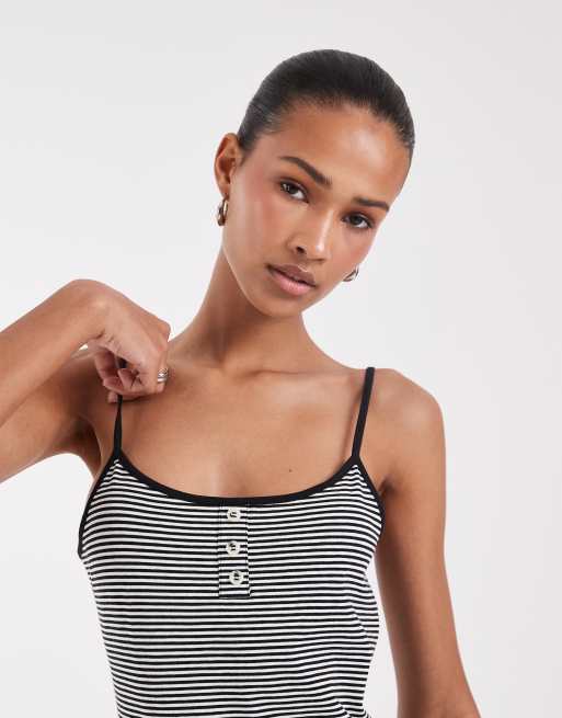 JJXX jersey cami miniklänning i svart och vit rand, 3 av 4