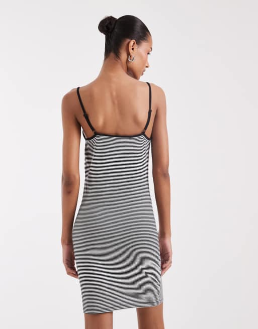 JJXX jersey cami miniklänning i svart och vit rand, 4 av 4