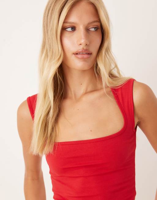 JJXX – Jersey-Top mit quadratischem Ausschnitt in Rot, 2 von 4