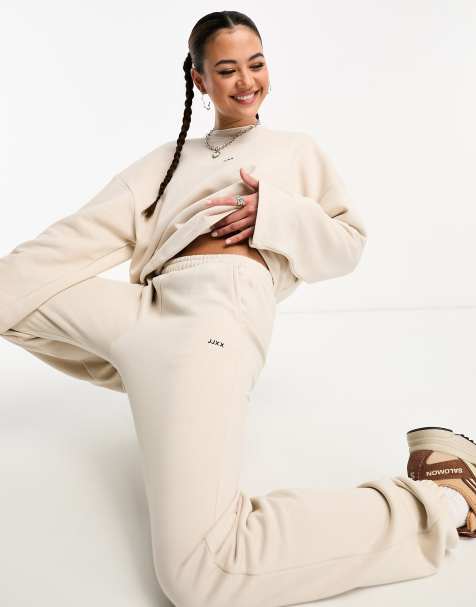 JJXX - Joggingbroek met slogan in crème, deel van co-ord set - view 1