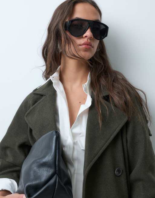 JJXX - Kakigrøn trenchcoat i uldlook, 2 af 5