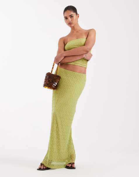 JJXX - Kanten midi rok in groen, deel van co-ord set - view 1