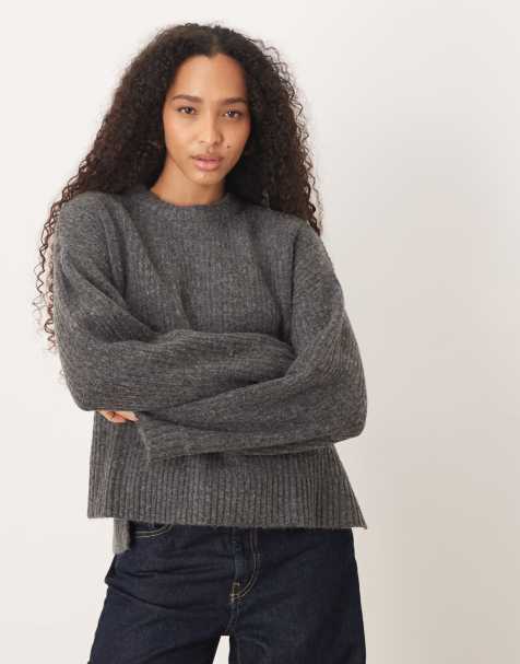 JJXX – Kastiger Oversize-Strickpullover in Dunkelgrau - view 1