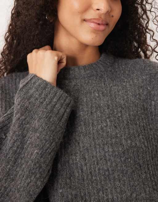 JJXX – Kastiger Oversize-Strickpullover in Dunkelgrau, 3 von 4