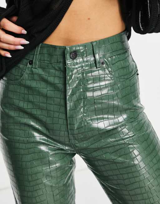 Green leather sale leggings