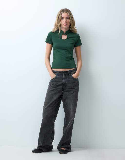 JJXX keyhole top with pankou detail in green, 3 of 4