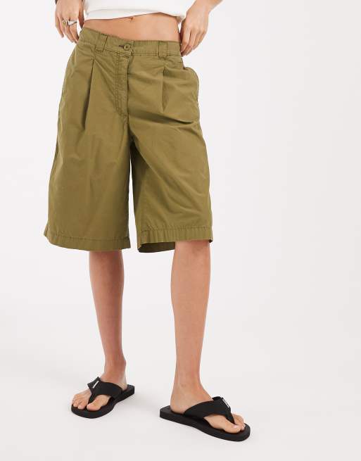 JJXX - Khaki bermuda-shorts med plisseringer foran, 3 af 5