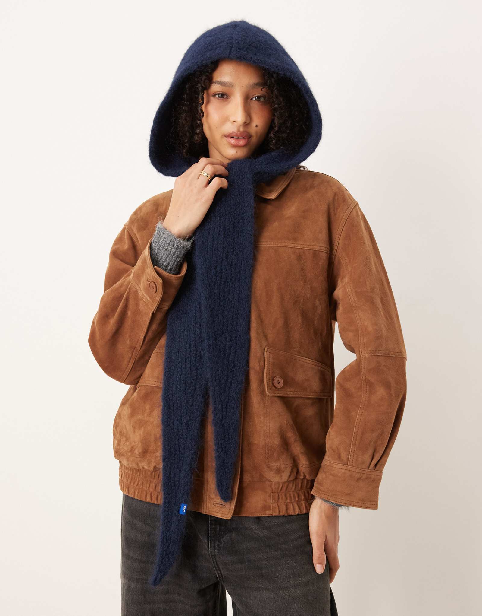 Вязаная балаклава JJXX темно-синего цвета