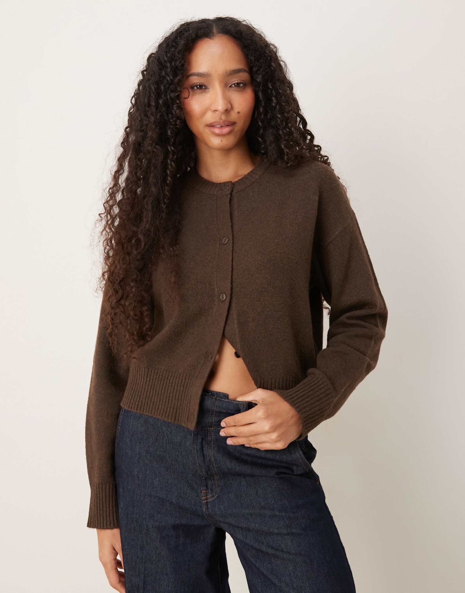 Вязаный кардиган JJXX коричневого цвета