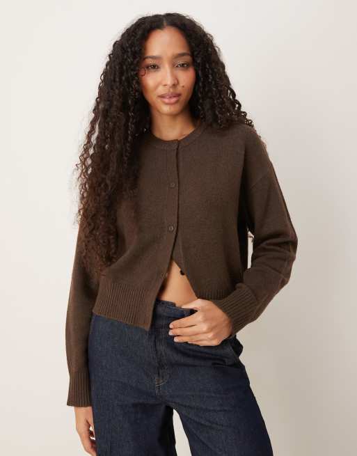 JJXX knit cardigan in brown