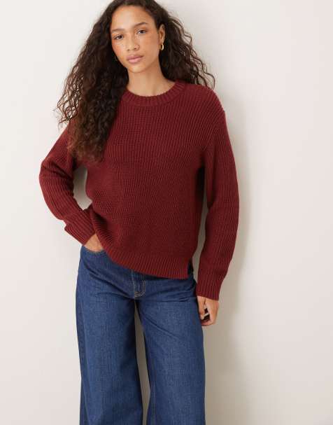 JJXX knit jumper in burgundy - view 1