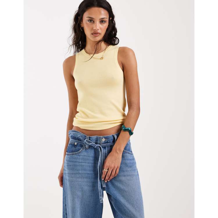 JJXX knit tank top in butter yellow | ASOS