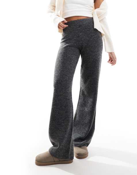 JJXX knitted fluffy trouser in grey - view 1