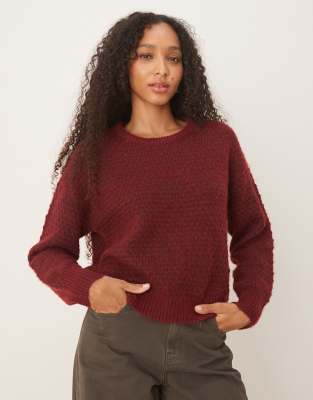 JJXX JJXX knitted jumper in burgundy-Red