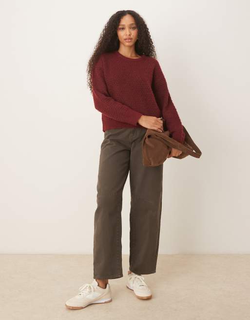 JJXX knitted jumper in burgundy, 2 of 4