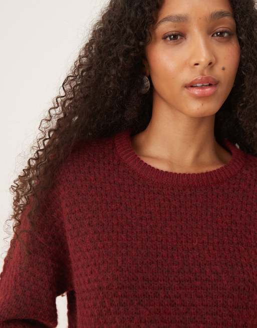JJXX knitted jumper in burgundy, 4 of 4