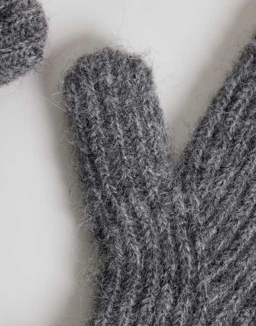 JJXX knitted mittens in medium grey melange, 2 of 3