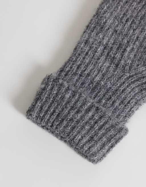 JJXX knitted mittens in medium grey melange, 3 of 3
