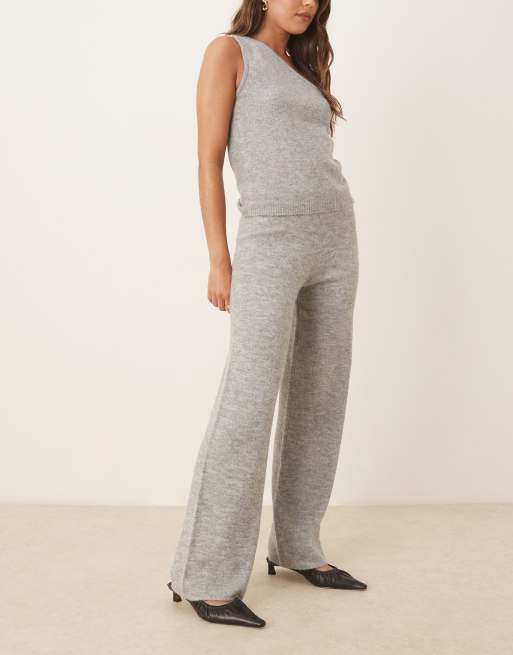 JJXX knitted straight leg trousers in grey, 5 of 5