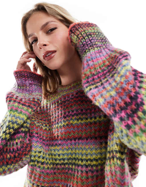 JJXX – Kolorowy sweter z dzianiny z efektem space dye