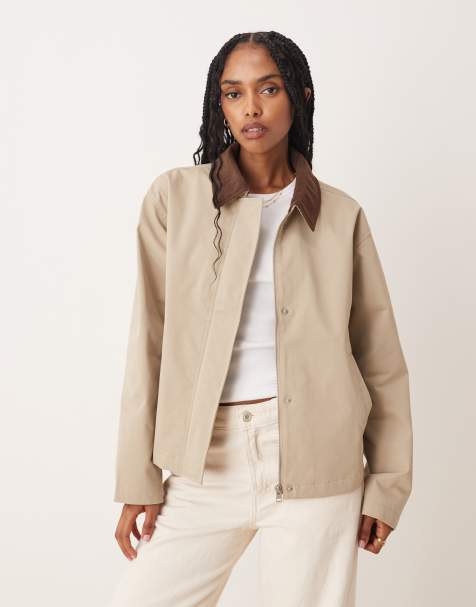 JJXX workwear barn jacket in cream with cord collar