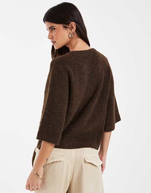 JJXX kurzärmelige Strickjacke in Braun, 2 von 4